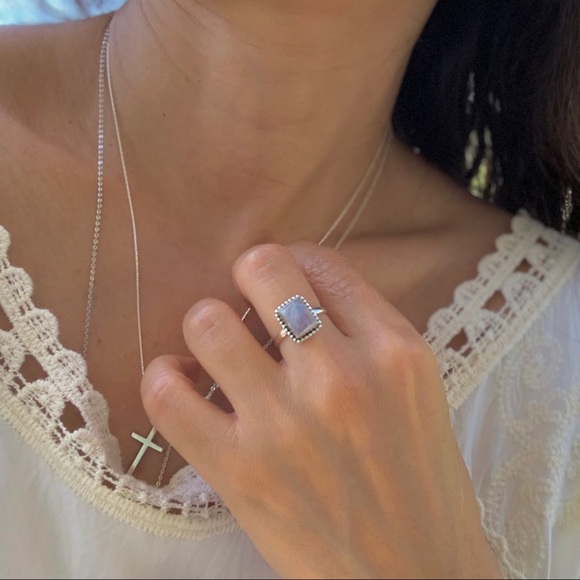Rainbow Moonstone Sterling Silver Festival Ring - Picture 5 of 8